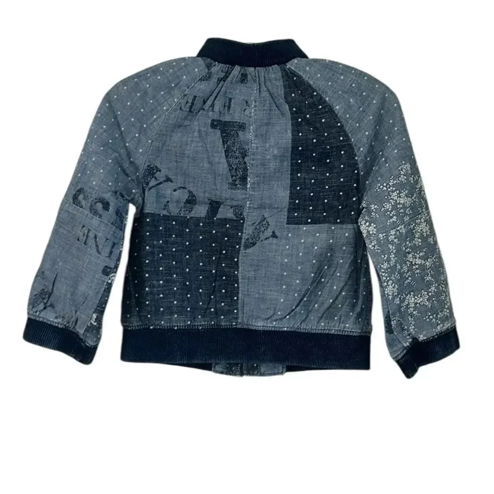 Gap Toddler Blue Bomber Patchwork Jacket(Size 2yrs)